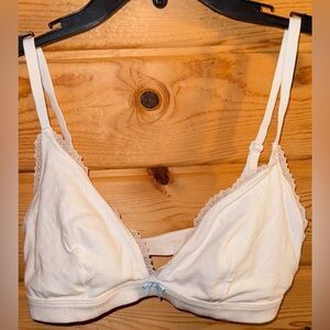 White Fable  White Lace Trim Bra Large
